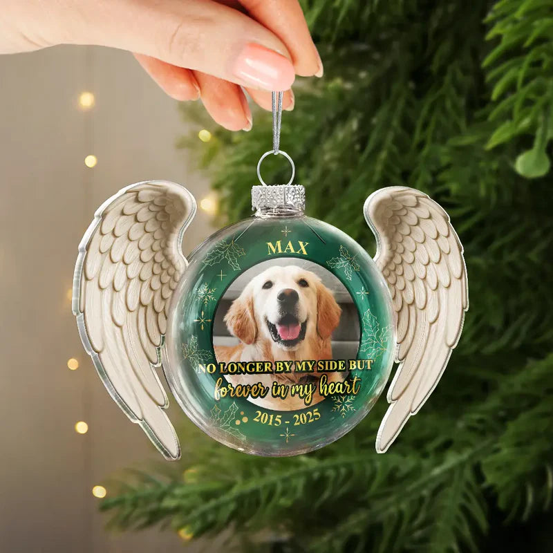 Personalized Acrylic Flat Ball Ornament with Angel Wings for Pets β Custom Photo Memorial Keepsake, Forever Loved Unique Gift