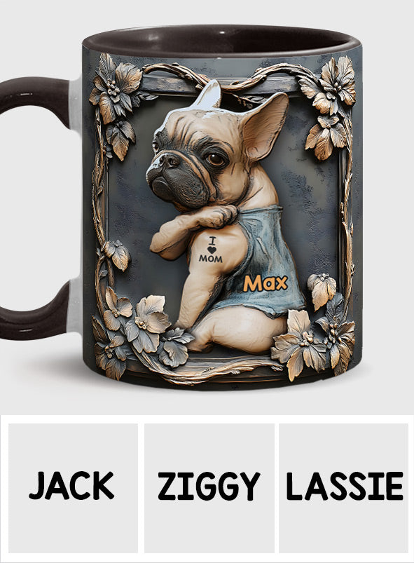 I love Mom - Personalized Dog Accent Mug