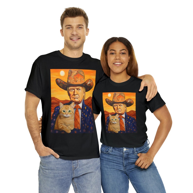 Cowboy Trump With A Cat T-Shirt, Funny Trump Shirt, Donald Trump Shirts, Funny Cat Shirts, Sarcastic Gift For Trump And Cat Lovers T-shirt & Hoodie