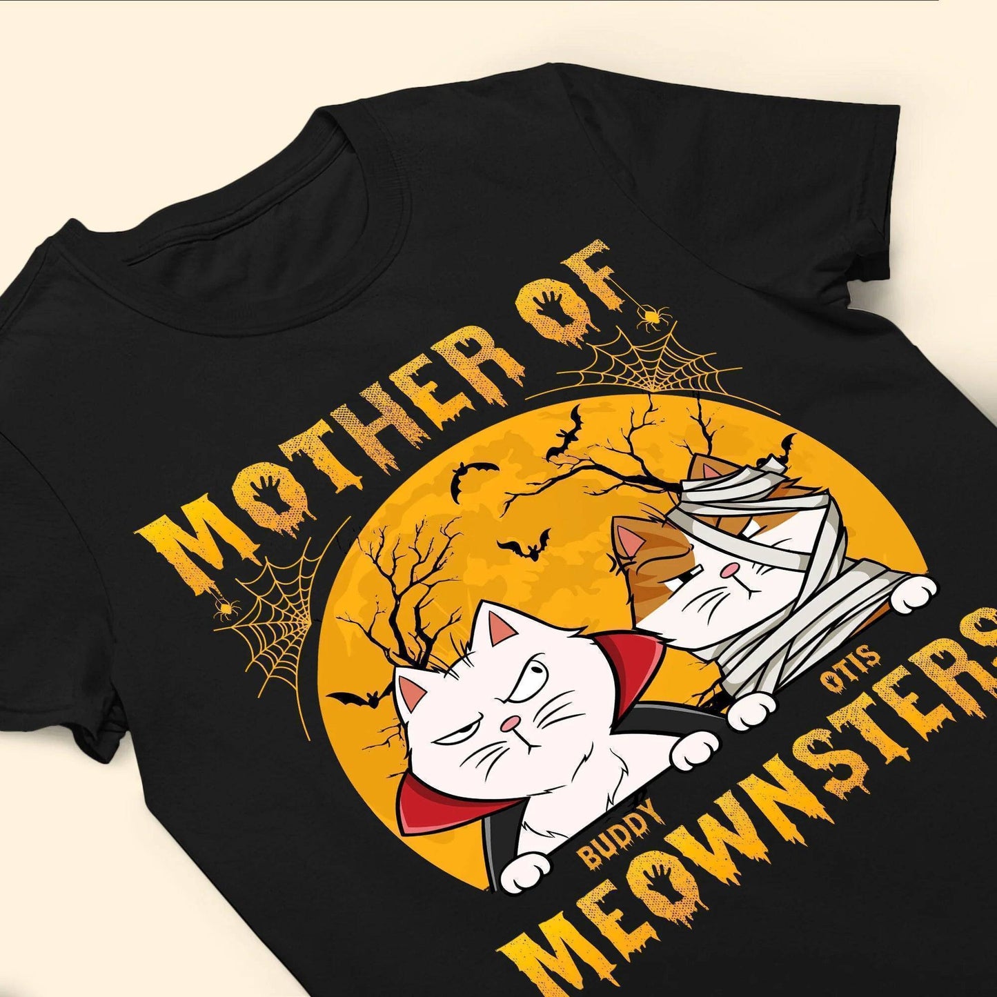 Personalized Custom T-shirt/Sweatshirt/Hoodie, Mother Of Meownsters - Halloween Gift For Cats Lovers, Yourself