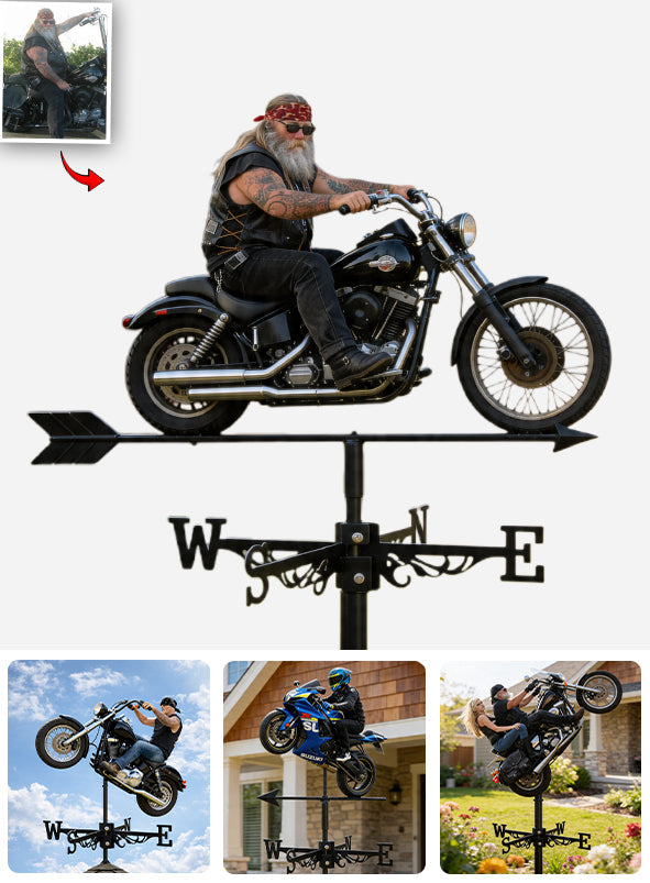 Biker Gift, Motorbike Lovers Gift - Personalized Biker Weather Vane