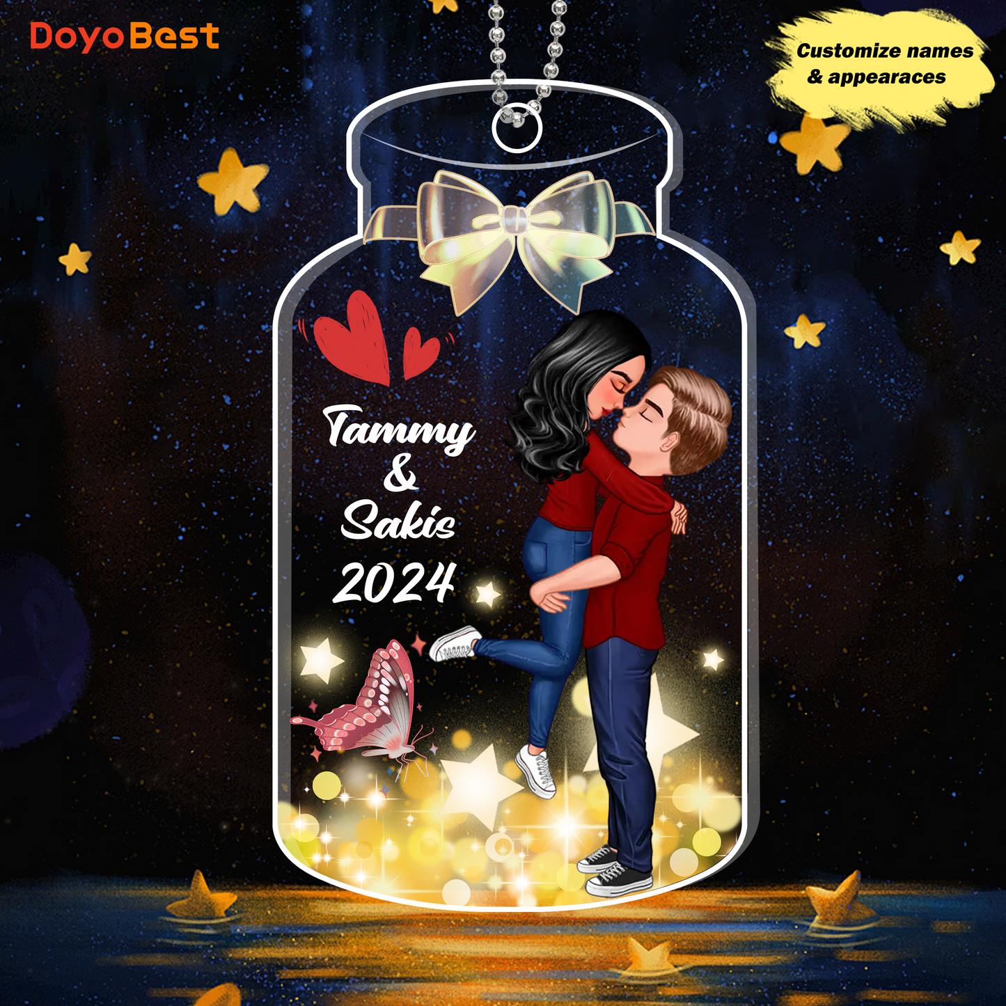 Love Across Vocations - Custom Couple Ornaments for All Occasions - Choose From Casual, Uniform, Christmas, Wedding Styles - Ideal for Anniversaries & Valentine's