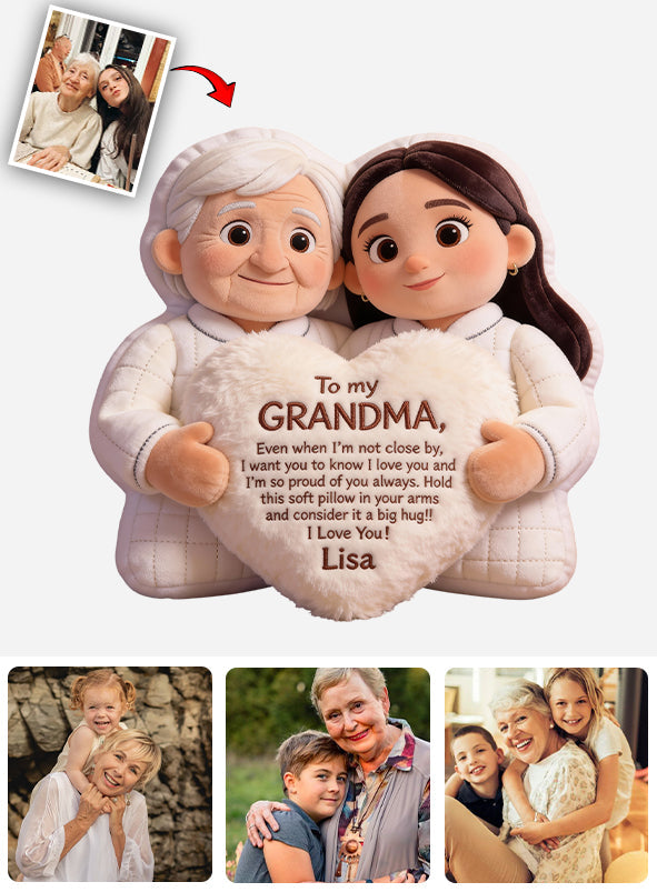 To My Grandma - Personalized Grandma Faux Fur Shaped Pillow