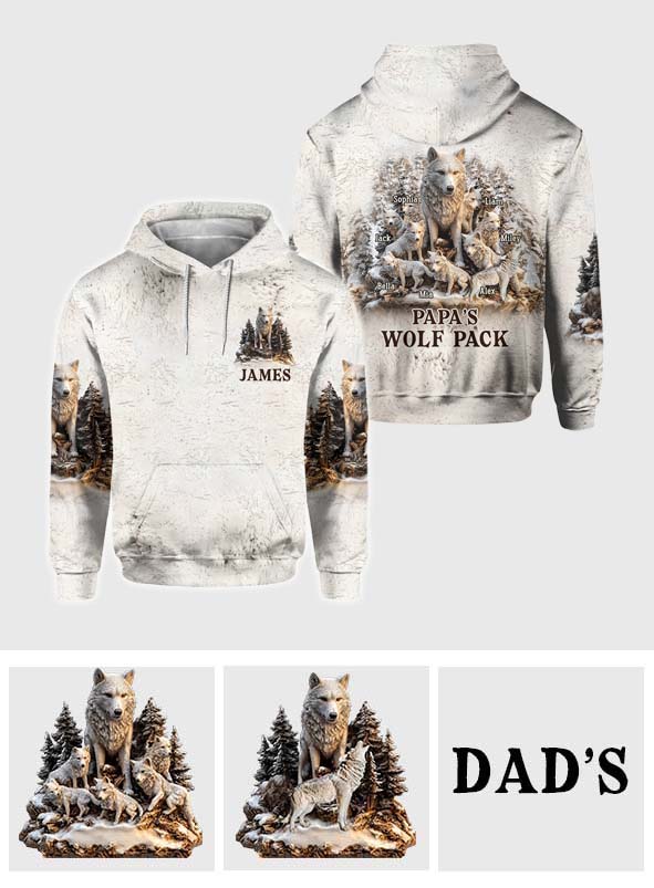 Papa Wolf Pack - Personalized Father All Over Shirt