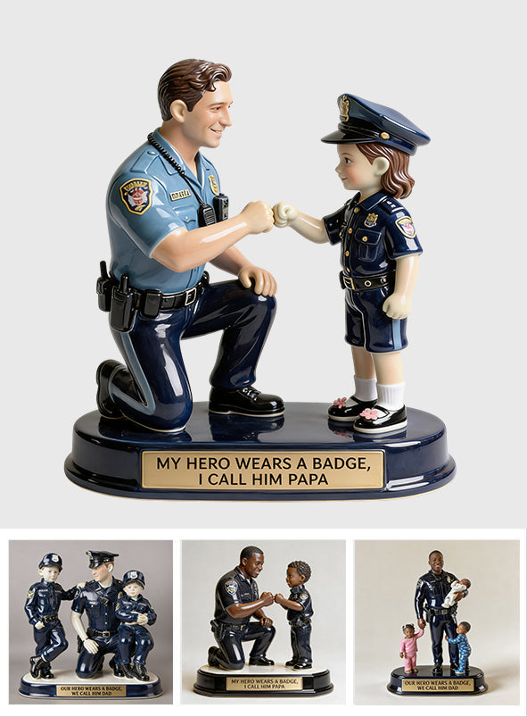 Our Hero Wears A Badge We Call Him Dad - Personalized Police Officer Premium 3D Figurine