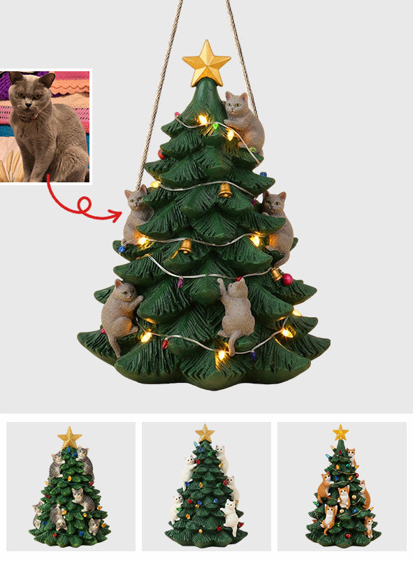 Naught Cats Christmas Tree Pet Lovers - Personalized Cat Custom Shaped Wood Sign