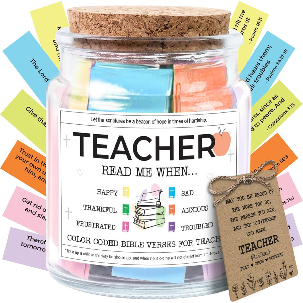 Decorative Glass Inspirational Scripture Jar with 92 Bible Verse