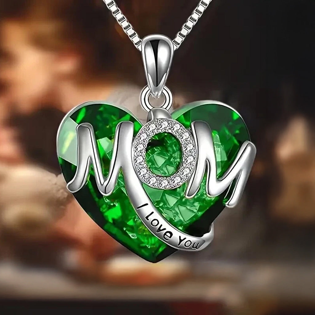 Heart-Shaped 'I Love You' MOM Pendant Necklace