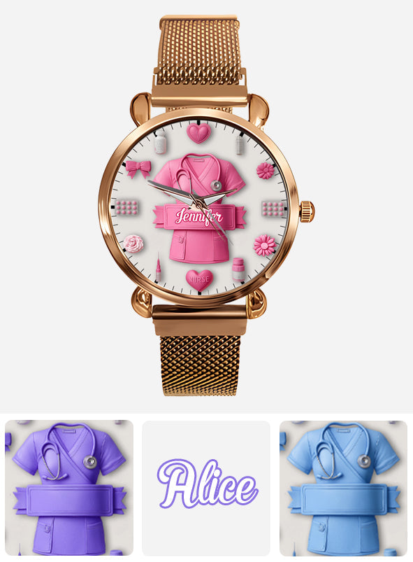 Nursing Is A Work Of Heart - Personalized Nurse Women Hand Watch