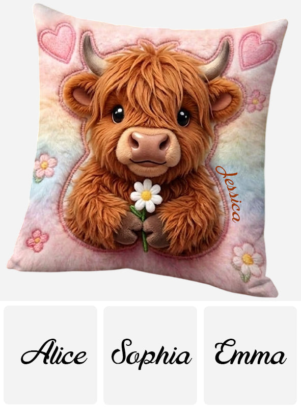 Love Highland Cows - Personalized Highland Cow Premium Faux Fur Pillow