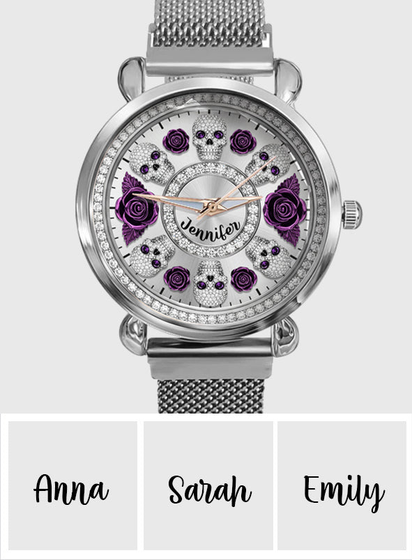 Skull And Roses - Personalized Skull Women Hand Watch