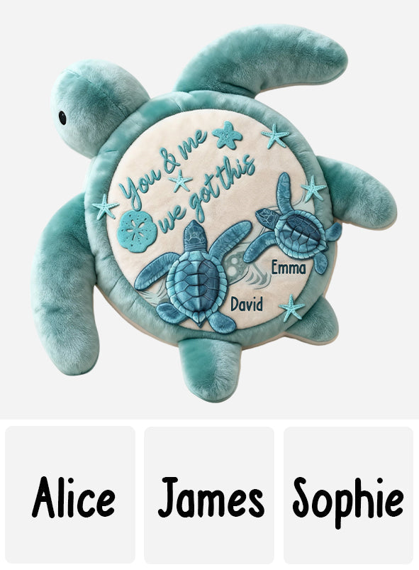 You & Me We Got This - Personalized Turtle Faux Fur Shaped Pillow