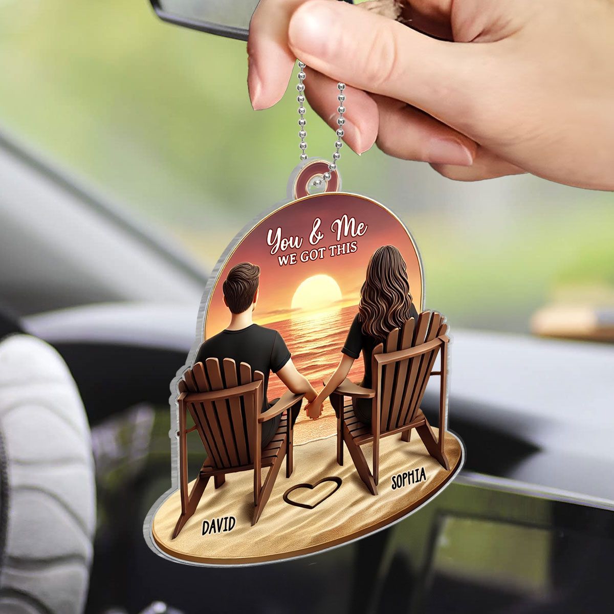 Personalized Couple Ornament - "You & Me, We Got This" | Romantic Sunset Gift for Valentine's Day, Anniversaries, and Birthdays