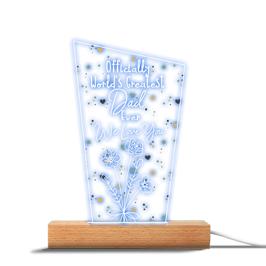 Officially World's Greatest Mom Ever - Gift for mom, grandpa, husband, wife, grandma, dad - Personalized Shaped Plaque Light Base
