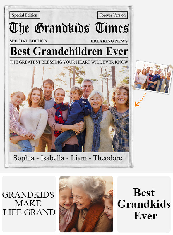 The Grandma Times Best Grandkid Ever - Personalized Grandma Blanket