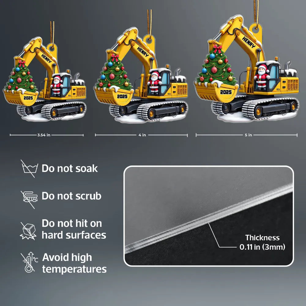 Custom Construction Truck Car Hanger with Christmas Tree and Santa β Gift for Kids or Grandson