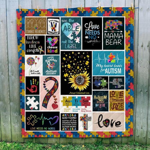 My Heart Beats For Autism - Autism Awareness Quilt 0921