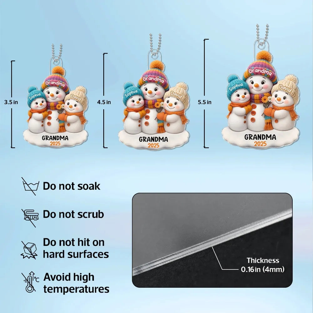 Snowman Family Acrylic Ornament β Festive Tree Decoration, Heartwarming Gift for Grandma