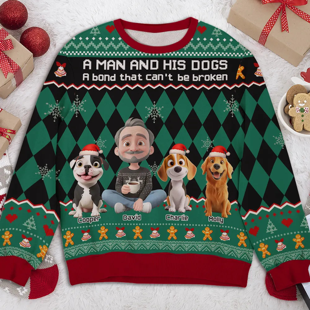 Personalized Printed Sweatshirt for Dog Dads β A Man and His Dog Christmas Gift, Unique Cozy Holiday Surprise