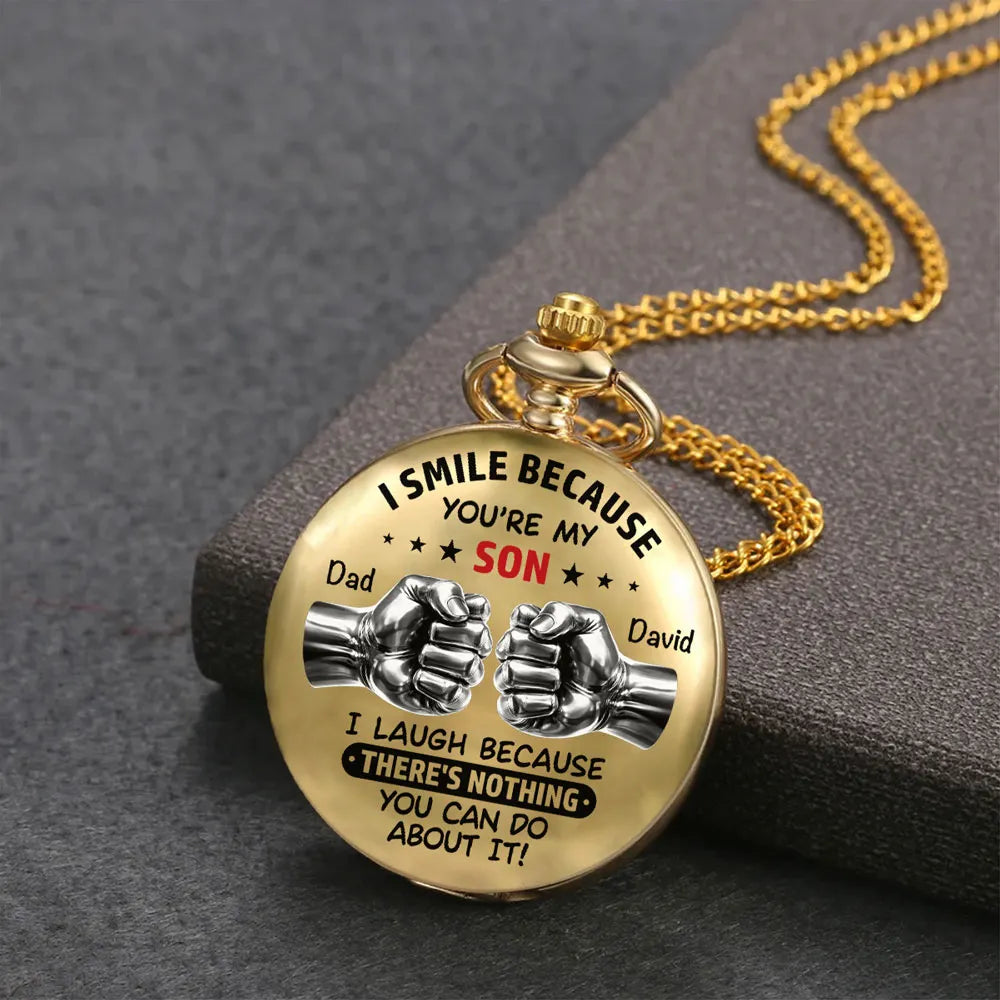 To My Son Pocket Watch, Personalized Message Keepsake, Timeless Gift From Dad for Retirement or Anniversary