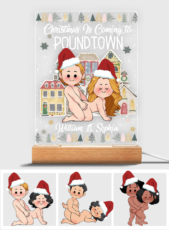 Merry Christmas In Poundtown - gift for wife, boyfriend, girlfriend - Personalized Shaped Plaque Light Base