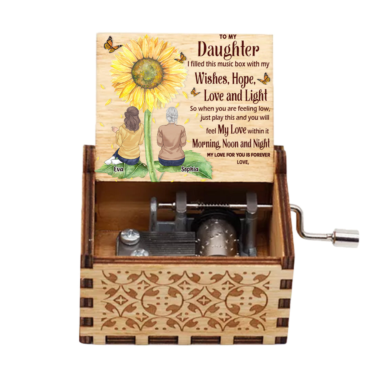 To My Daughter Granddaughter - Gift for grandma, mom, daughter, granddaughter, sister - Personalized Hand Crank Music Box