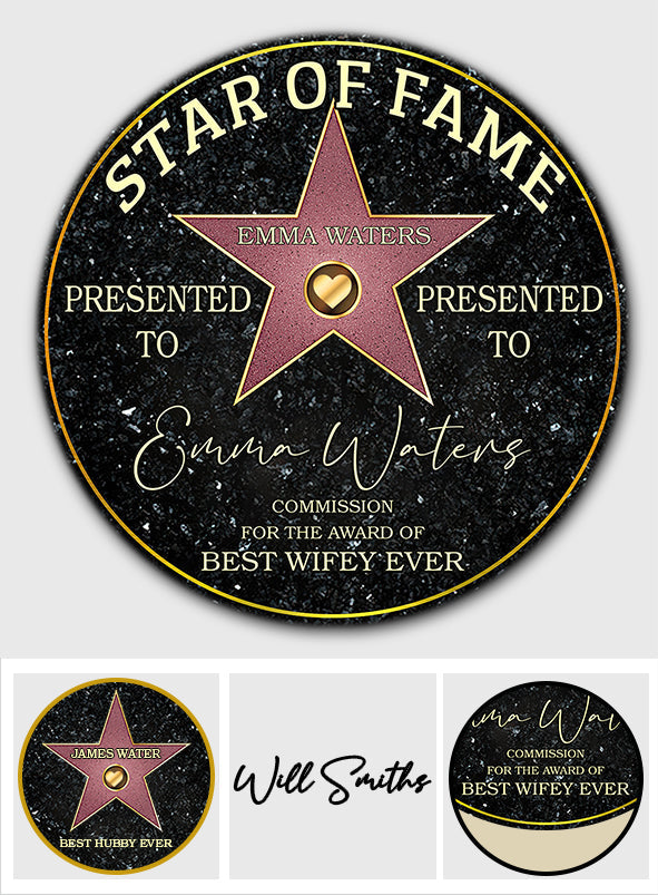 Star Of Fame Best Wifey Hubby Girlfriend Boyfriend Ever - Personalized Couple Round Rug