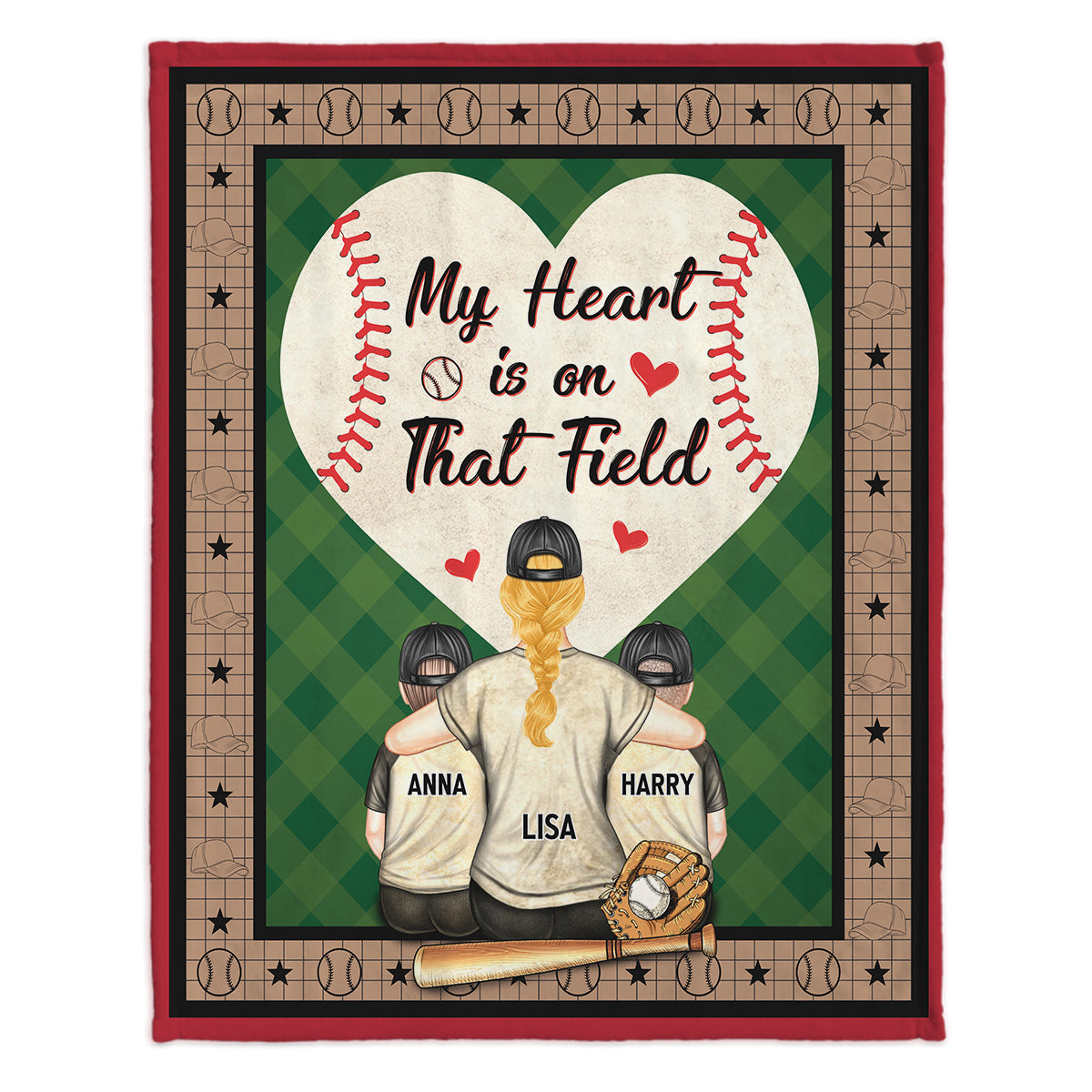 My Heart Is On That Field - Personalized Baseball Blanket