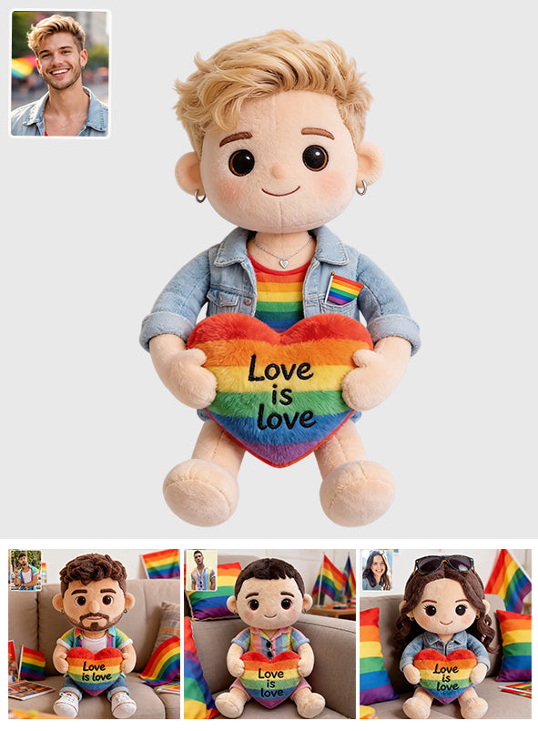 Custom Any Photo, Love Is Love - Personalized LGBT Support Premium Faux Fur Pillow