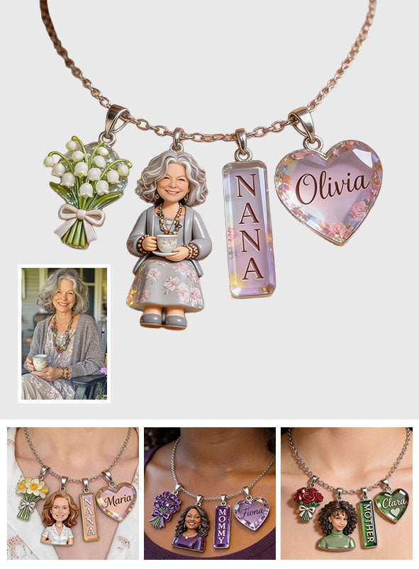 Custom Any Photo, Gift For Grandma, Mom - Personalized Grandma Metal Necklaces With Pendants
