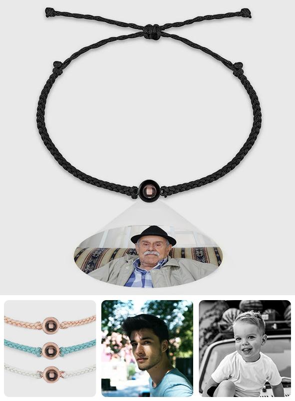 Personalized Braided Black Rope Photo Projection Charm