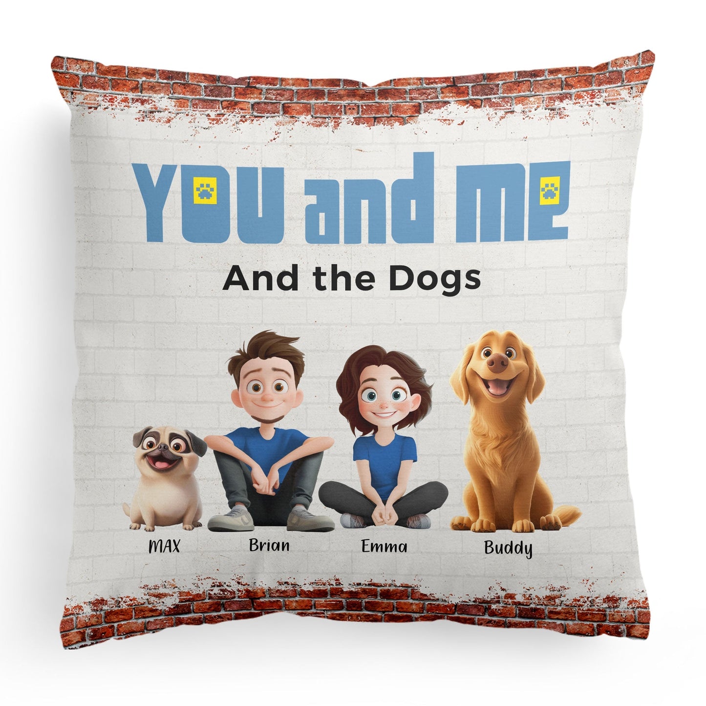 Custom Pet Family Square Pillow – Perfect Dog Lovers Gift