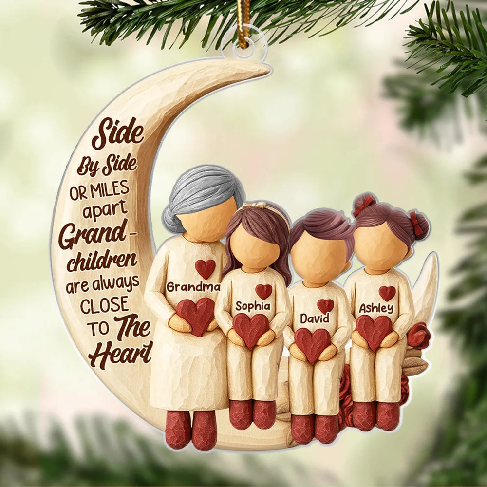Acrylic Ornament with Grandma and Grandchild Moon Quote Heartwarming Personalized Keepsake for Long-Distance Family Unique Gift