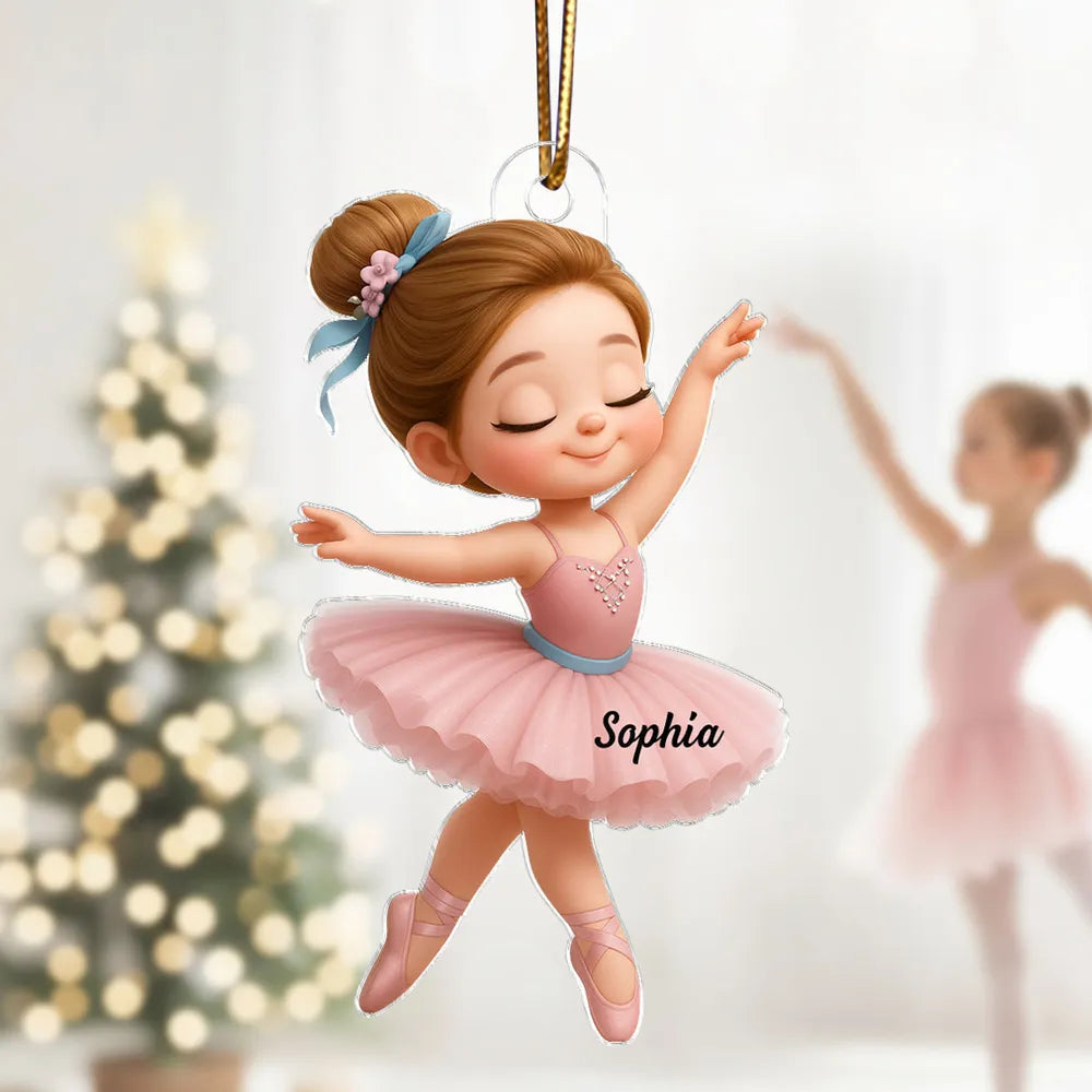 Graceful Ballerina Acrylic Ornament β Soft Pink Dancer Design Adds Festive Charm, A Perfect Gift for Little Girls