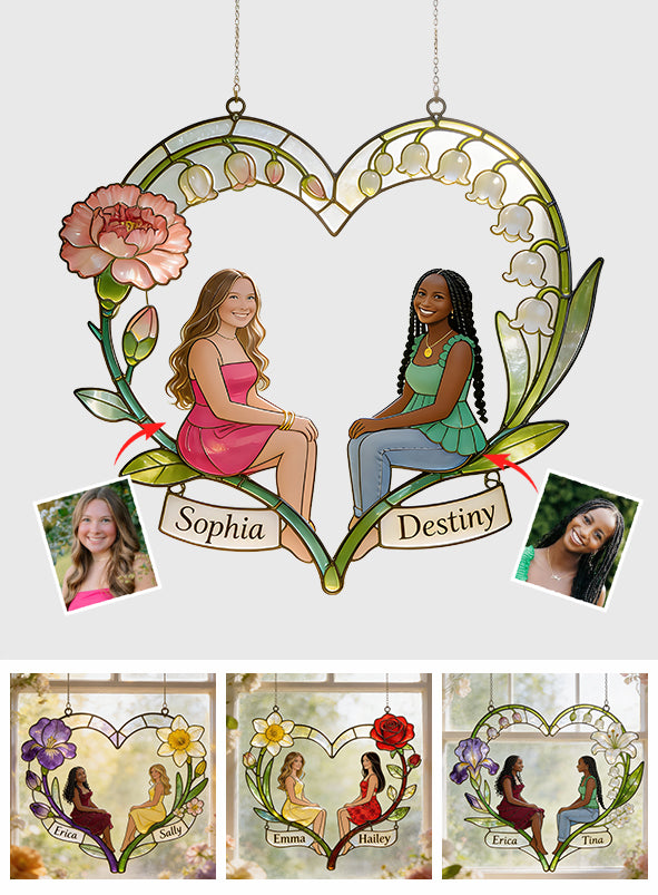 Any Photo If Friends Were Flowers I'd Pick You - Personalized Bestie Window Hanging Suncatcher Ornament