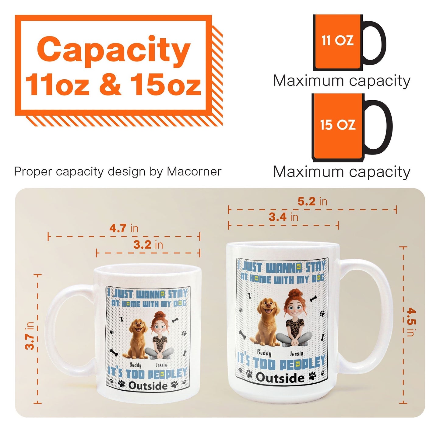 Personalized Pet Design White Ceramic Mug for Dog Lovers