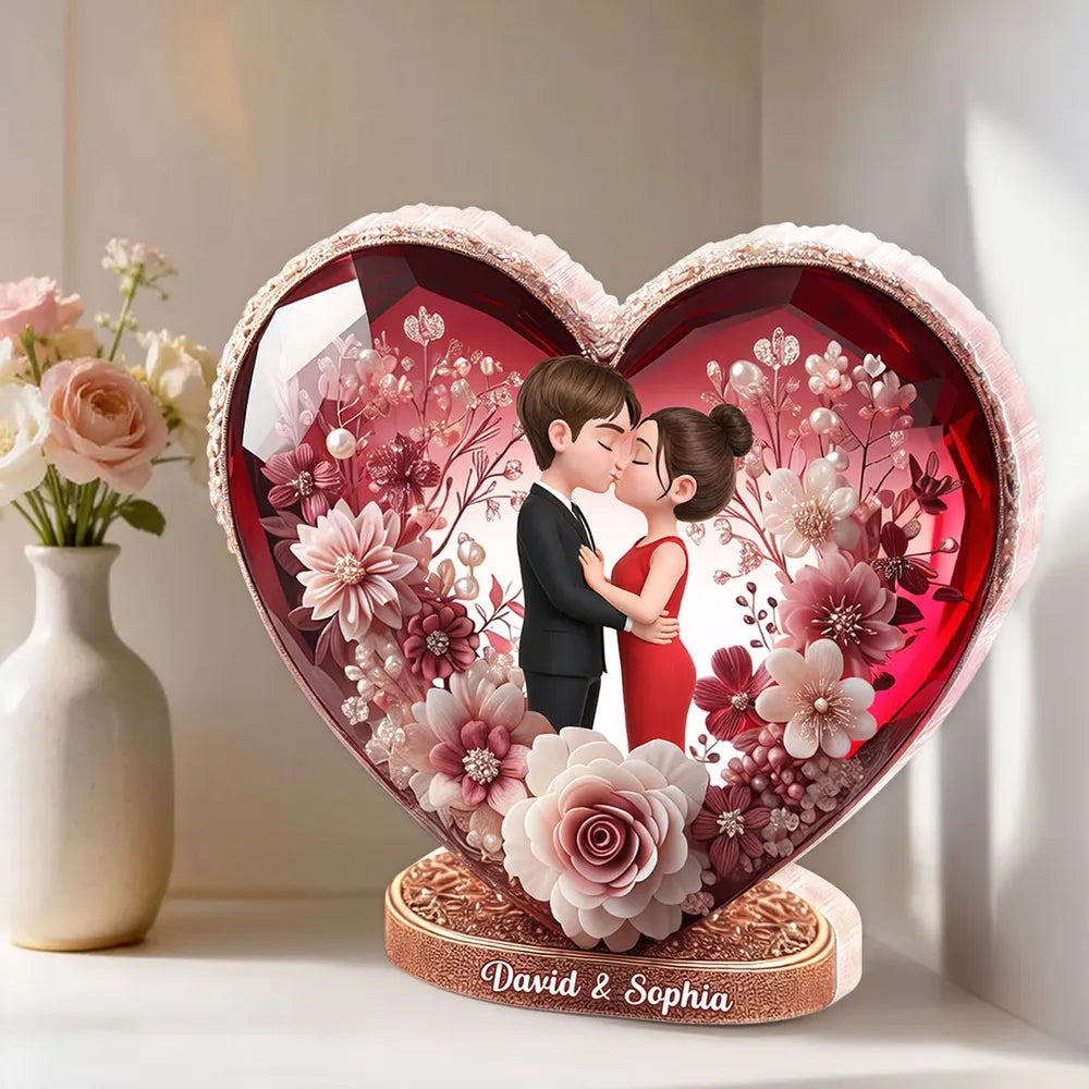 Eternal Love Heart Shaped Acrylic Block Plaque, Personalized Keepsake for a Couple - Sweet Home Accent, Thoughtful Gift for Her or Him