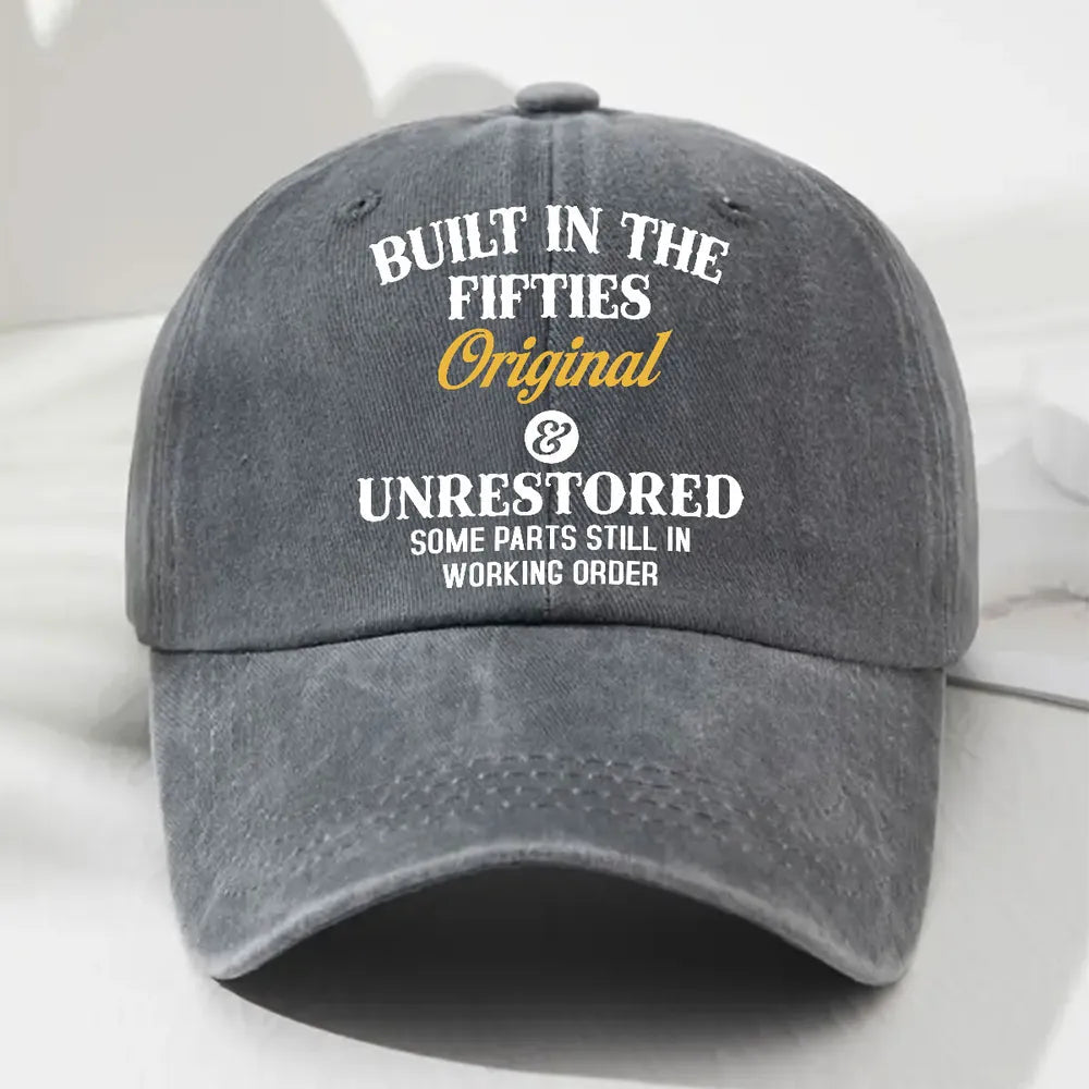 Washed Denim Baseball Cap, Personalized Vintage 'Original & Unrestored' Style for Casual Everyday Wear, Unique Gift Idea