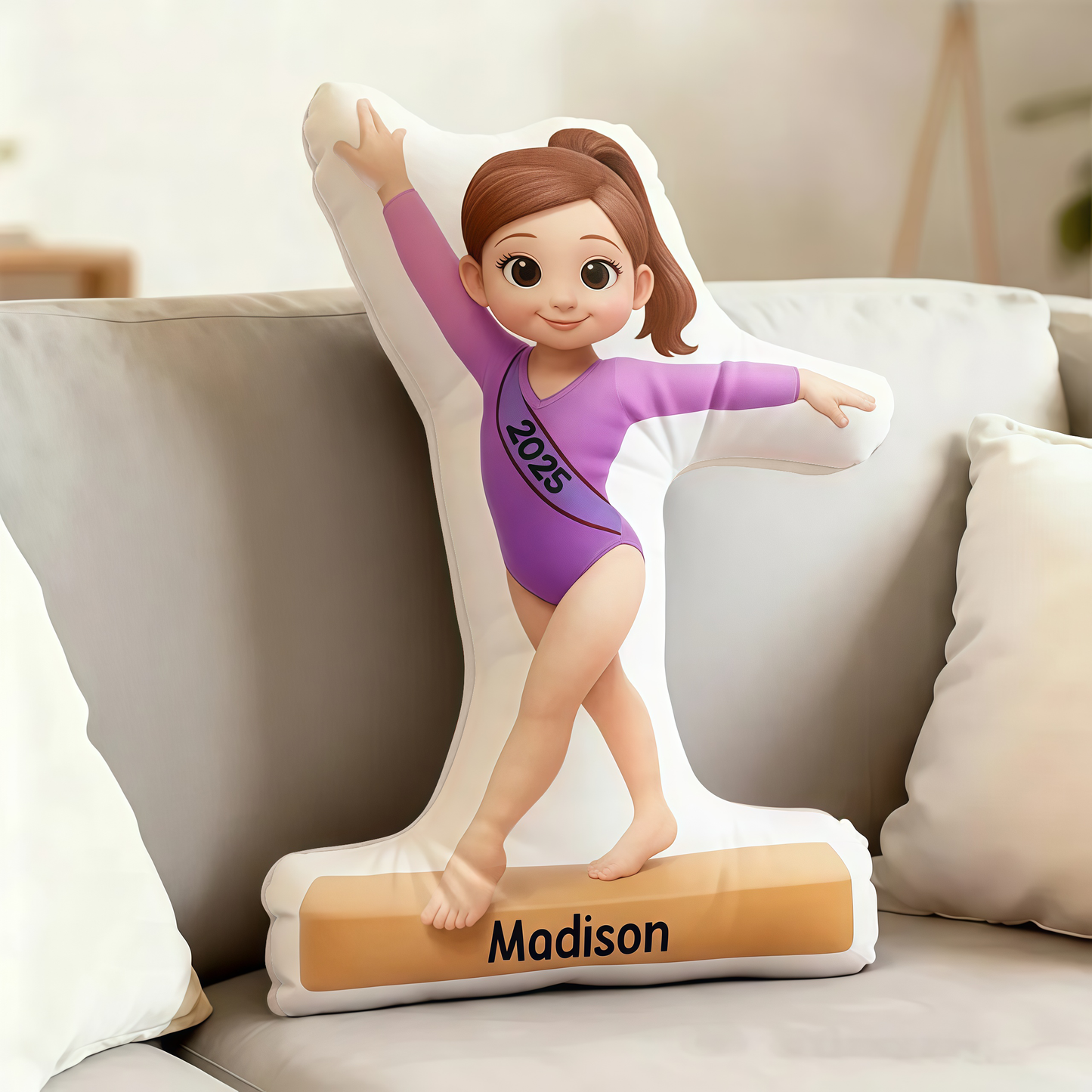 Personalized Shaped Pillow for Gymnast Girl β Cute Cartoon Design, Cozy Support & Unique Gift for Little Athletes