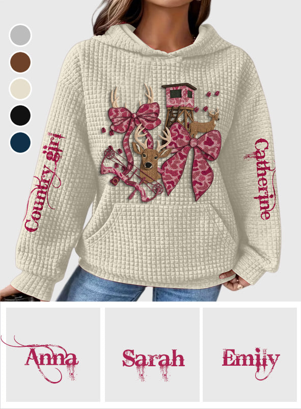 Country Girl - Personalized Hunting Waffle Hoodie