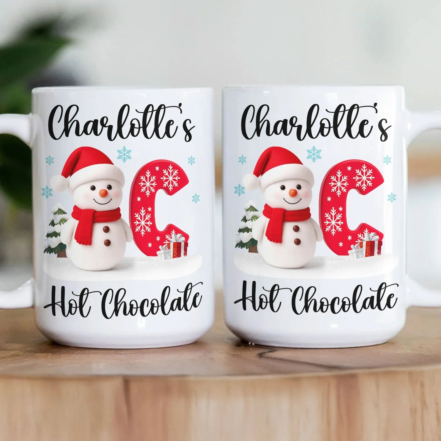 Custom Snowman Initial White Ceramic Mug for Hot Chocolate & Morning Coffee β Festive Personalized Christmas Gift, Fun and Cute Winter Present