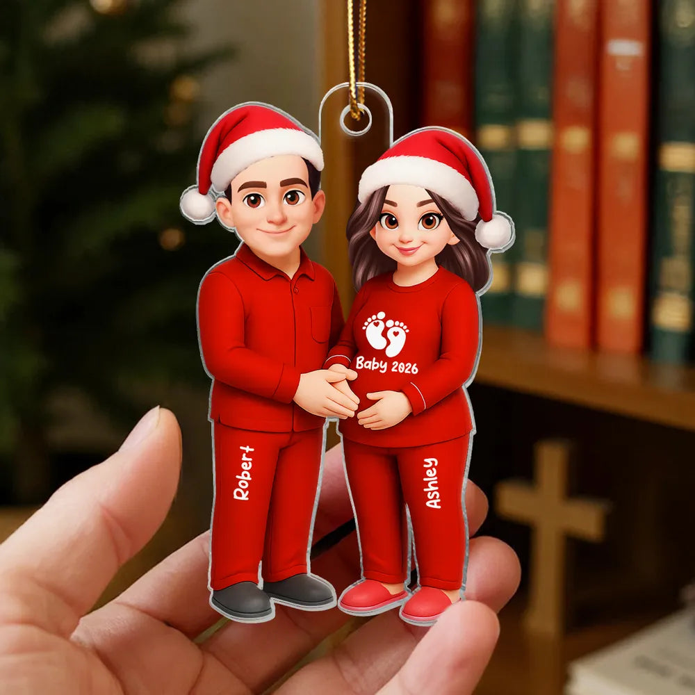 π Ultimate Baby Reveal/Christmas Gift! Personalized Expecting Parents Ornament & Keychain | Custom Names, Skin/Hair Colors