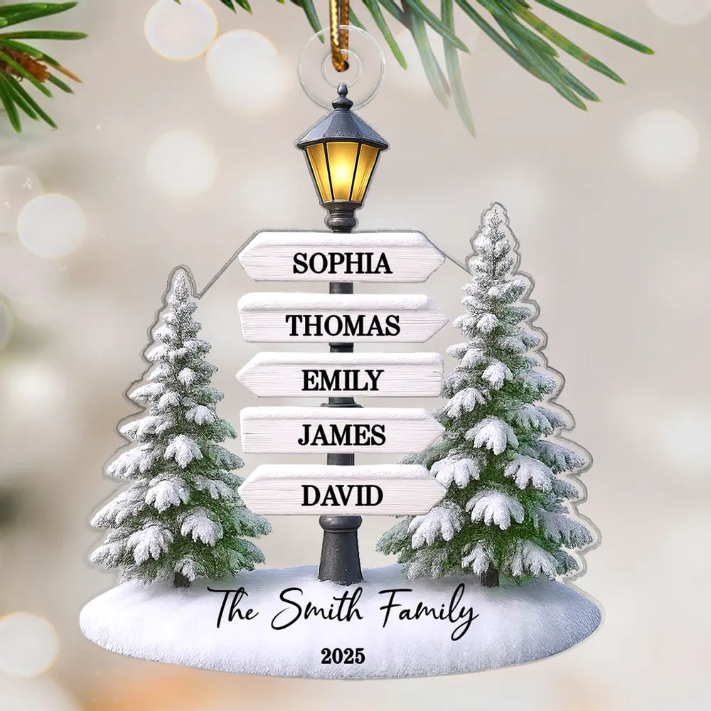 Family Name Tree Sign Acrylic Ornament β Personalized Christmas Decoration