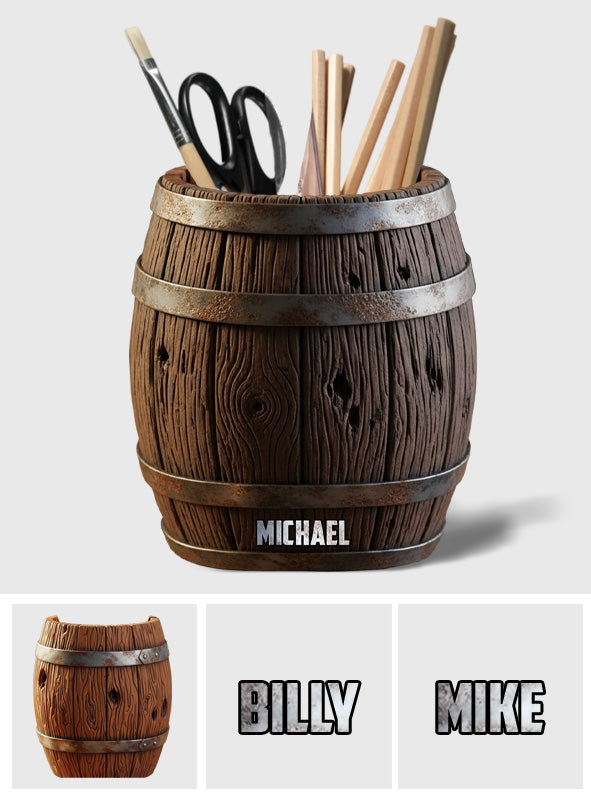 Funny Wooden Beer Barrel - Personalized Beer Wooden Pen Holder