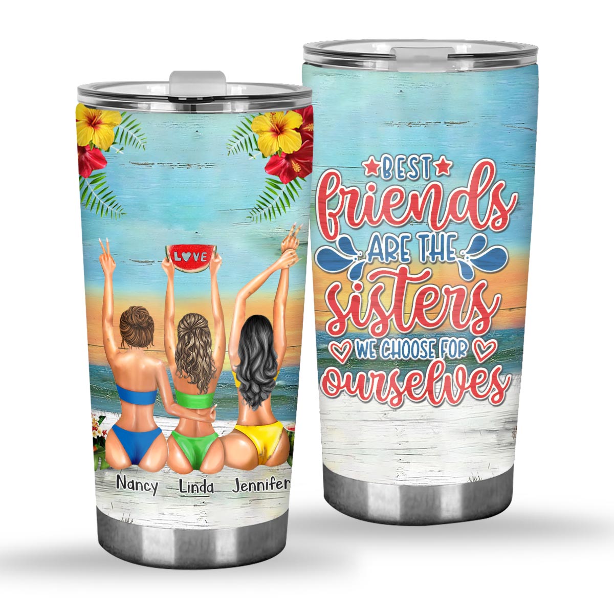 I Love You To The Beach And Back - Bestie gift for sister - Personalized Tumbler
