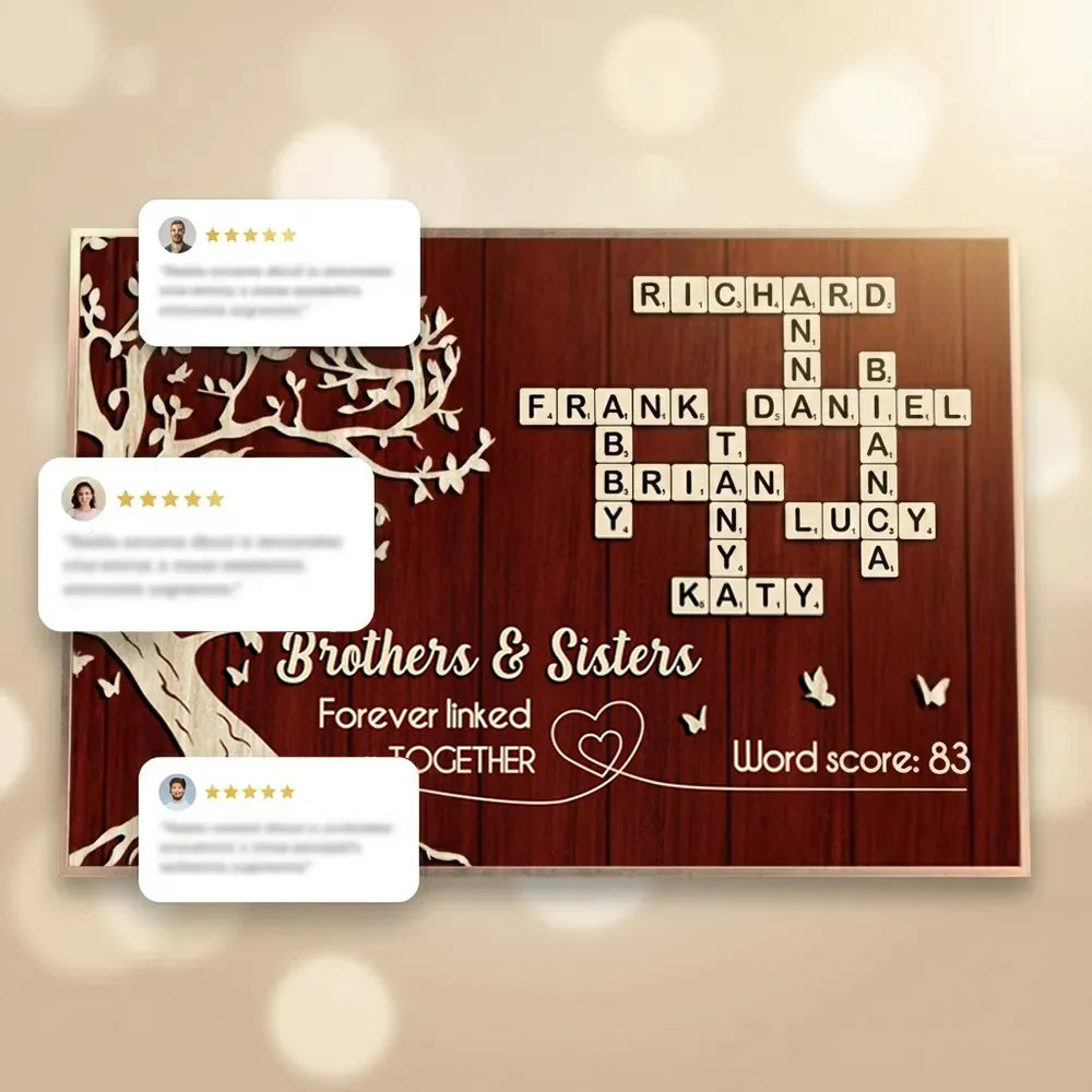 Personalized Brothers & Sisters Crossword Poster β Custom Sibling Wall Art for a Unique Family Gift