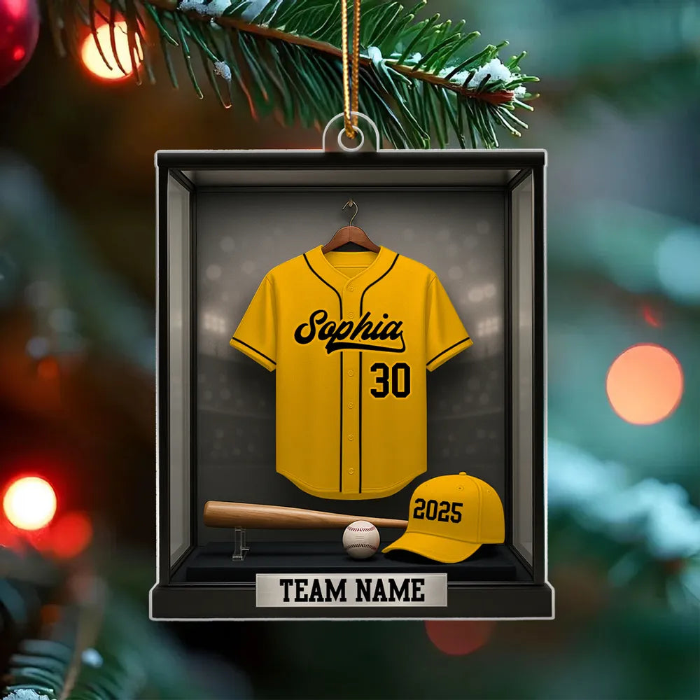 Acrylic Ornament Baseball Jersey Shadow-Box Look for Christmas Tree, Stadium Lights Vibe, Unique Gift for Players, Sons, Daughters, Grandkids