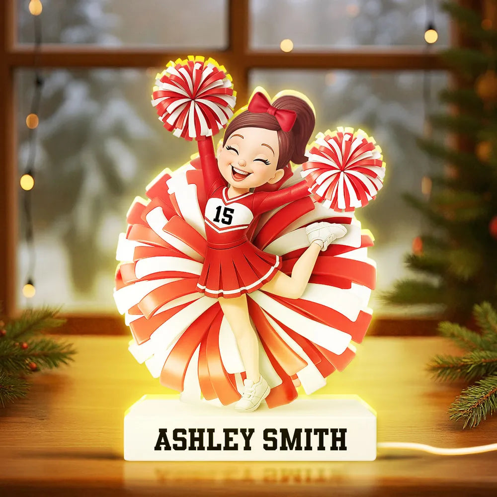 Custom Cheerleader Acrylic Light Box โ Bright Spirit and Joyful Energy, Gift-Ready for Her or Cheer Team Fans