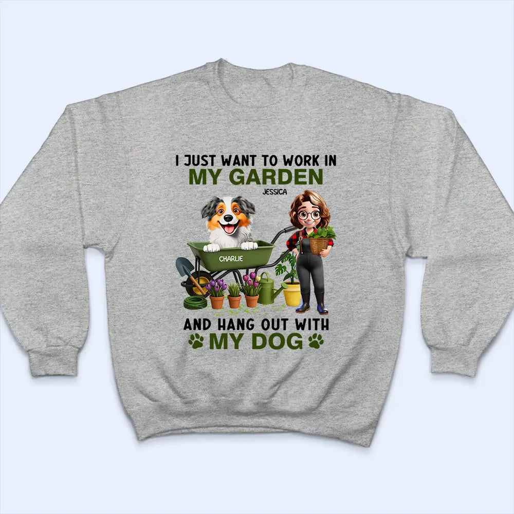 I Just Want to Work in My Garden and Hang Out With My Dogs β Personalized Illustration Classic Tee, Creative Gift for Dog Lovers