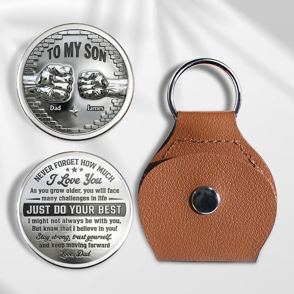 Personalized Pocket Hug Token for Son, Custom Engraved Keepsake Gift From Dad, A Daily Reminder I Love You